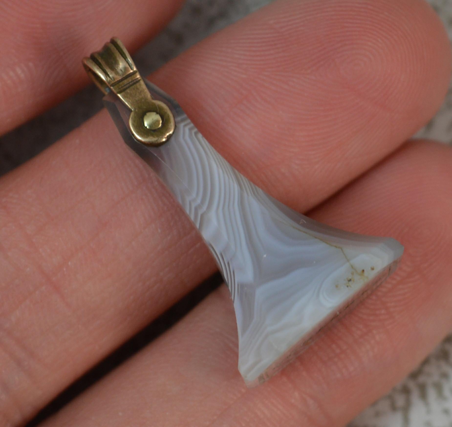 Georgian Banded Agate Fob Pendant with Margaret Intaglio 3