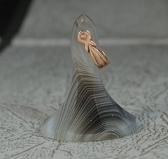 Georgian Banded Agate Rose Gold Seal Pendant Elephant Intaglio Fob