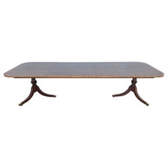 Georgian Banded Mahogany Double Pedestal Extension Dining Table