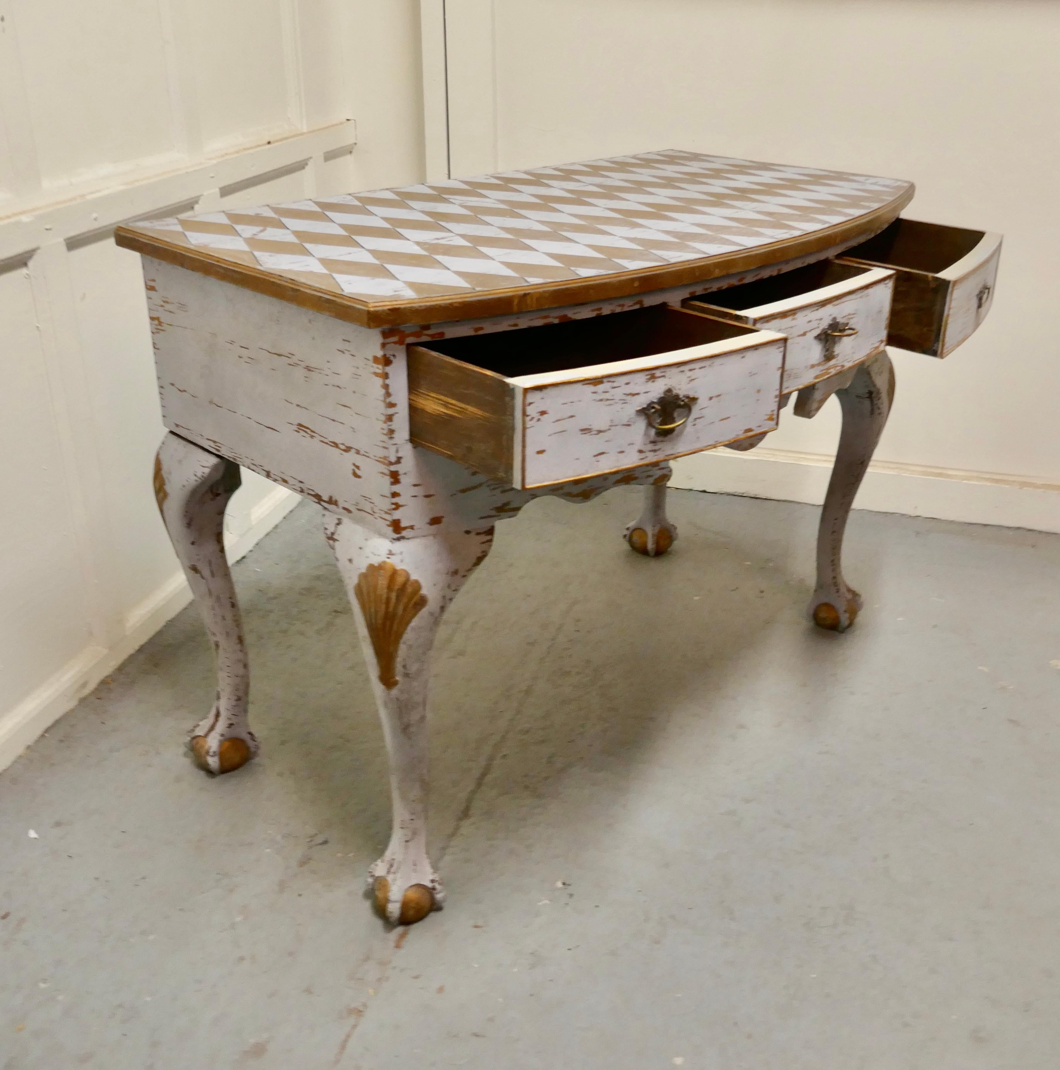 Georgian Baroque Bow Front Painted Console Side Table    In Good Condition For Sale In Chillerton, Isle of Wight