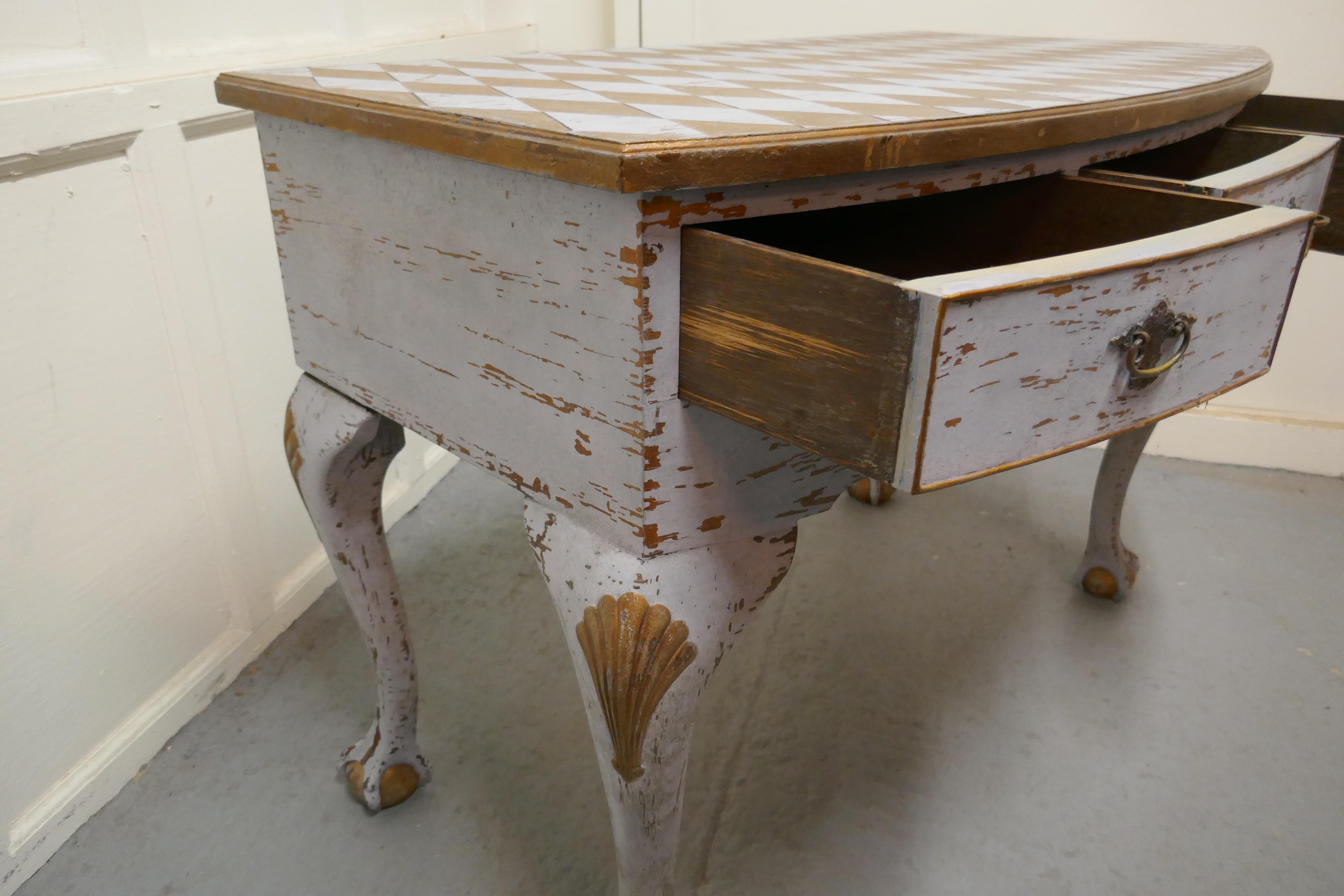 Early 19th Century Georgian Baroque Bow Front Painted Console Side Table For Sale