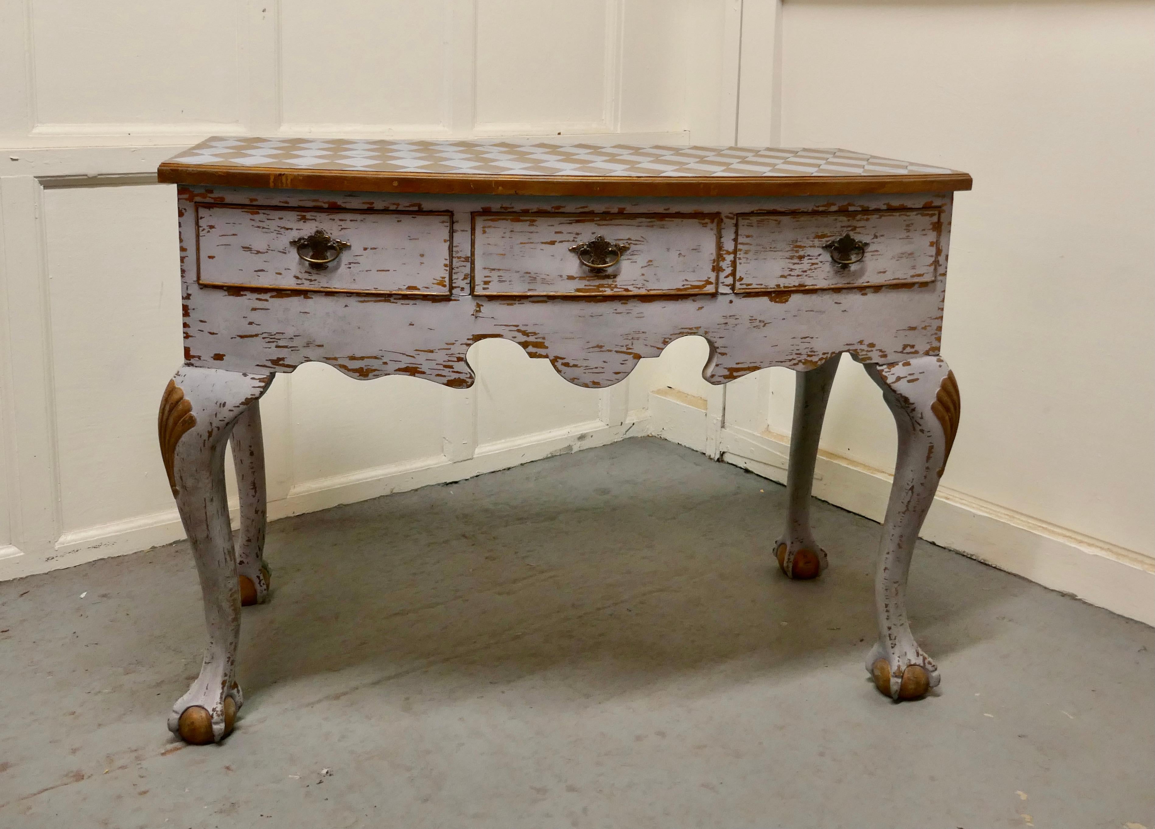 Georgian Baroque Bow Front Painted Console Side Table    For Sale 1