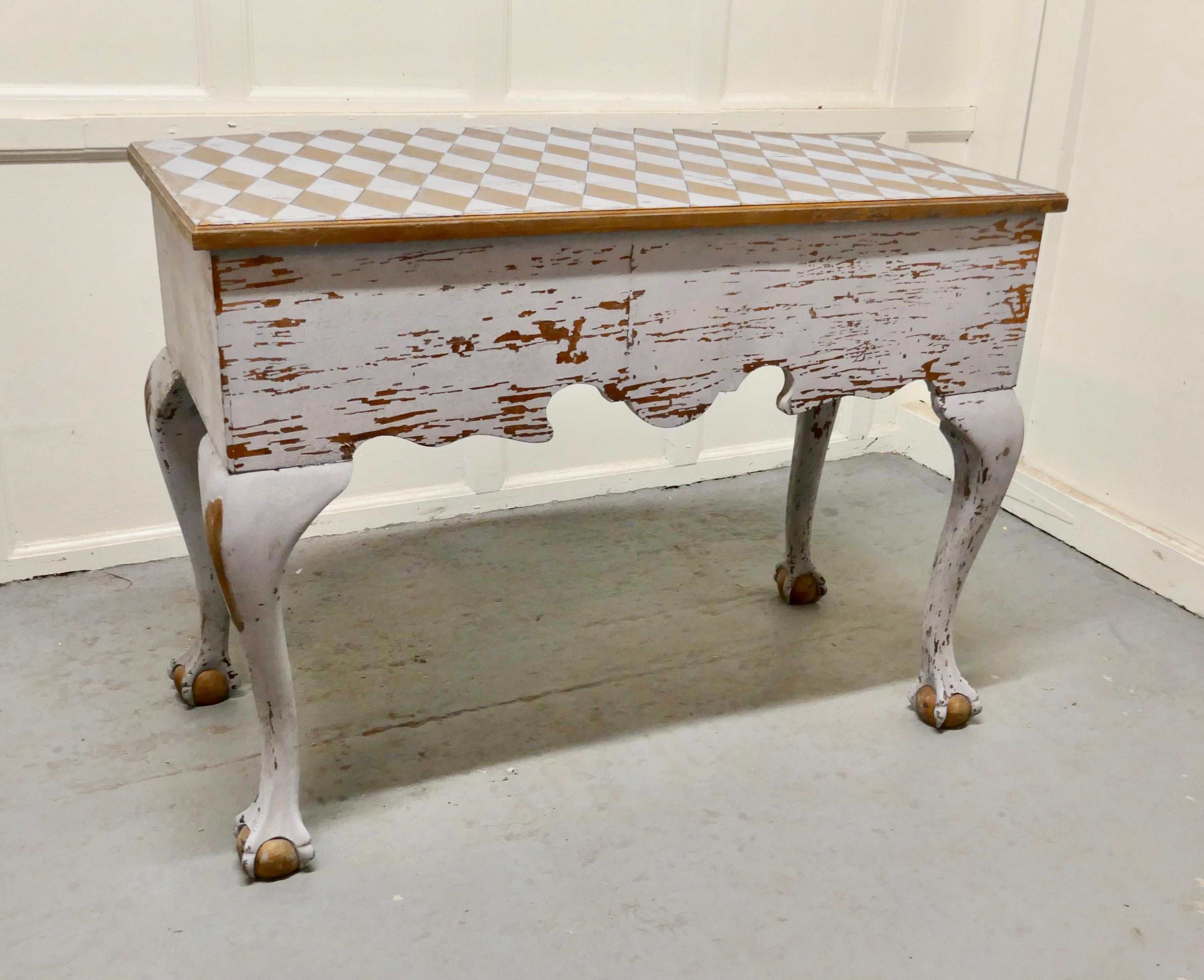 Georgian Baroque Bow Front Painted Console Side Table    For Sale 5