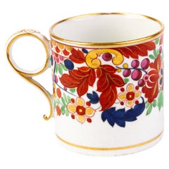 Tasse à café géorgienne Barr Worcester anglaise en porcelaine polychrome 18ème siècle