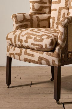 Georgian barrel back armchair upholstered in recycled cotton fabric