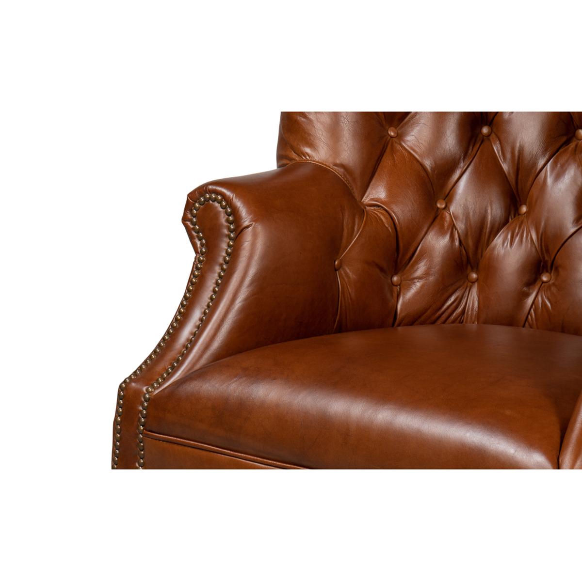 Leather Georgian Barrel Back Wingchair For Sale
