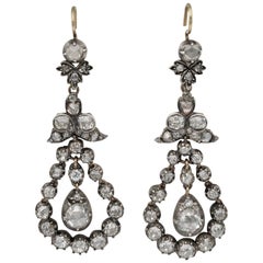 Georgian Beautiful 5.50 Carat Diamond Drop Earrings