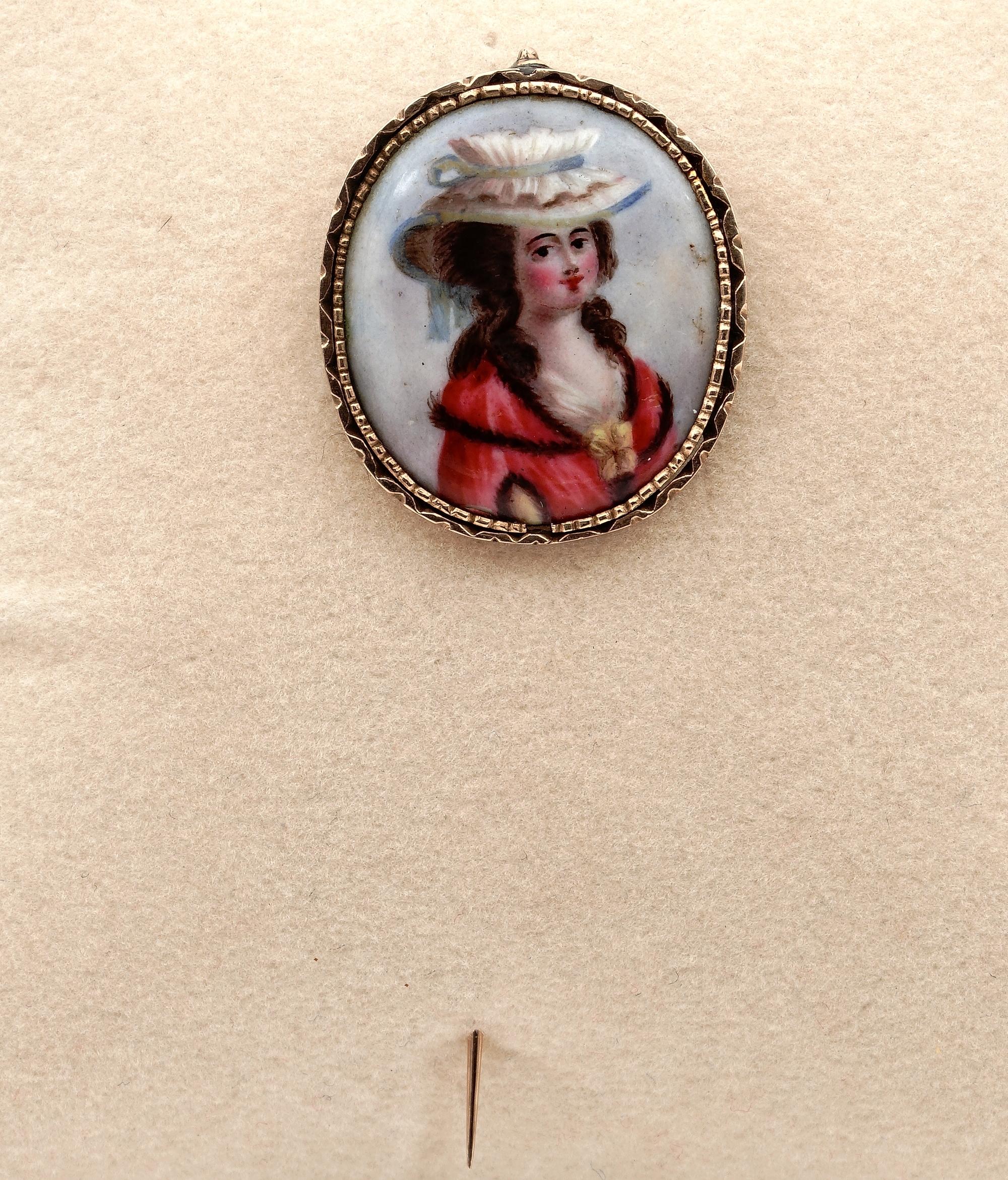 Georgian Beauty

Amazing enamel painted miniature depicting a Georgian lady in elegant outfit of the period
Artistry, skilfully painted of enamels on copper, 1780 ca
Beautiful colours, gorgeous face, elegant outfit
Large sized measuring 26 mm. x 22