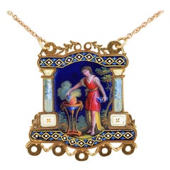 Georgian Beautiful Symbolic Enameled Miniature Pendant Necklace