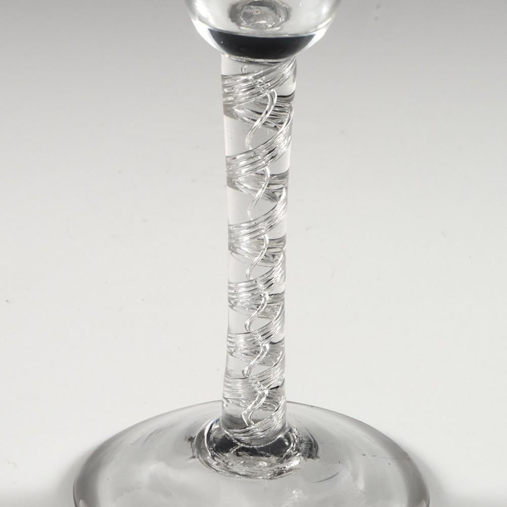 18th Century and Earlier Georgian Bell Bowl Double Series Mercury Twist Wine Glass, circa 1750 For Sale