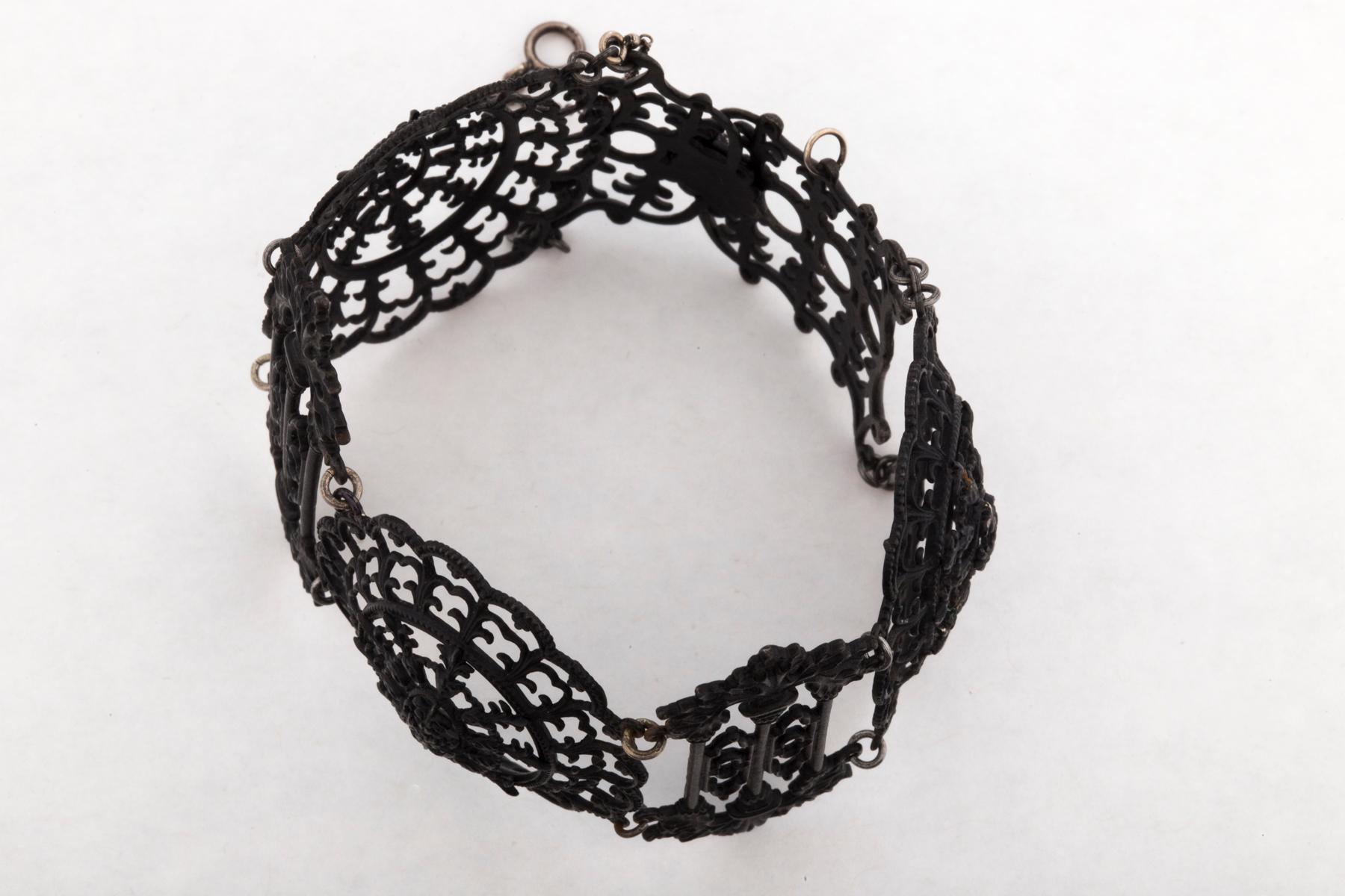 Women's or Men's Georgian Berlin Iron Button Bracelet Gothic Design