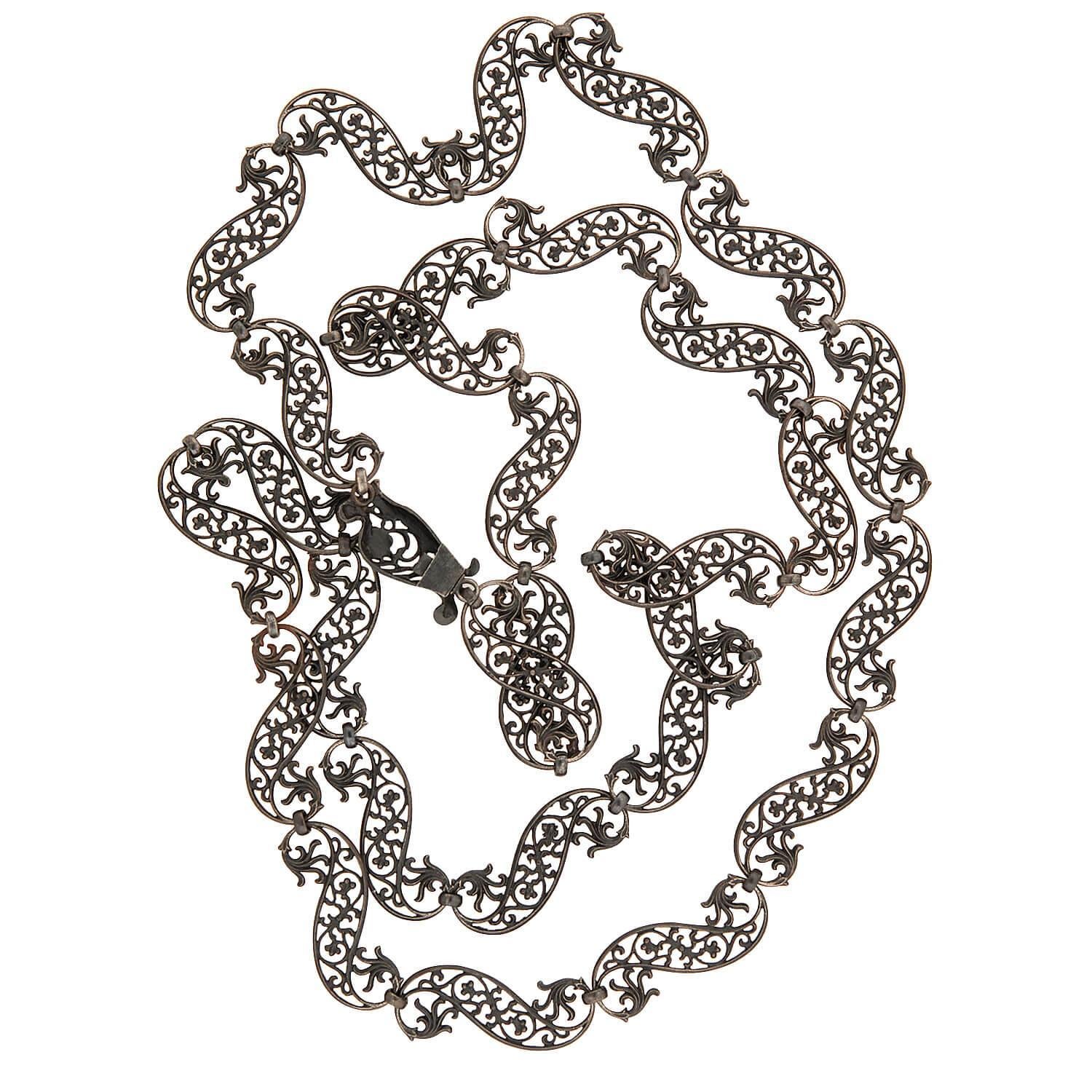 Georgian Berlin Iron Hand Wrought Chain Necklace 38