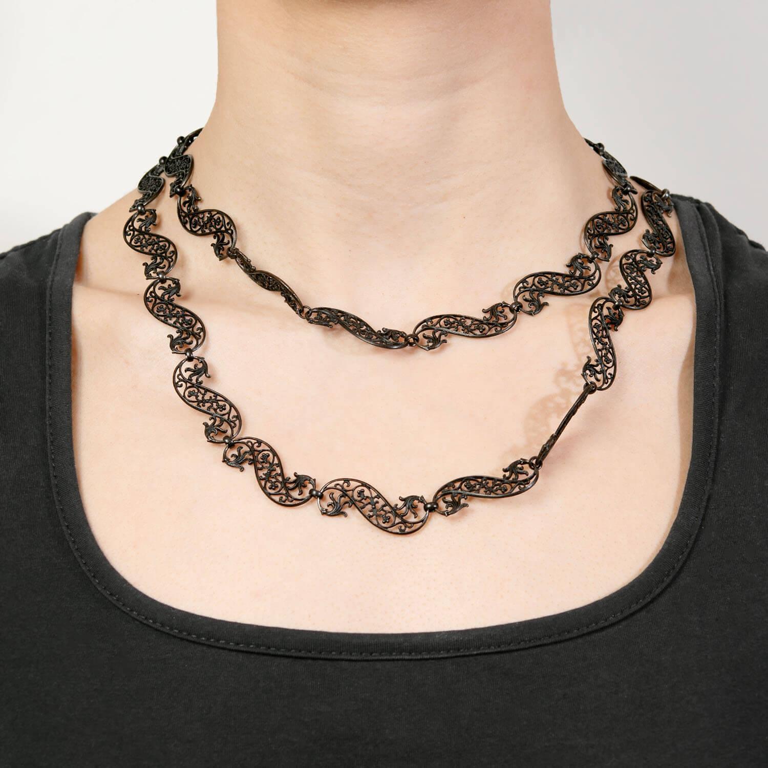 Georgian Berlin Iron Hand Wrought Chain Necklace 38
