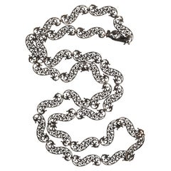 Antique Georgian Berlin Iron Hand Wrought Chain Necklace 38"