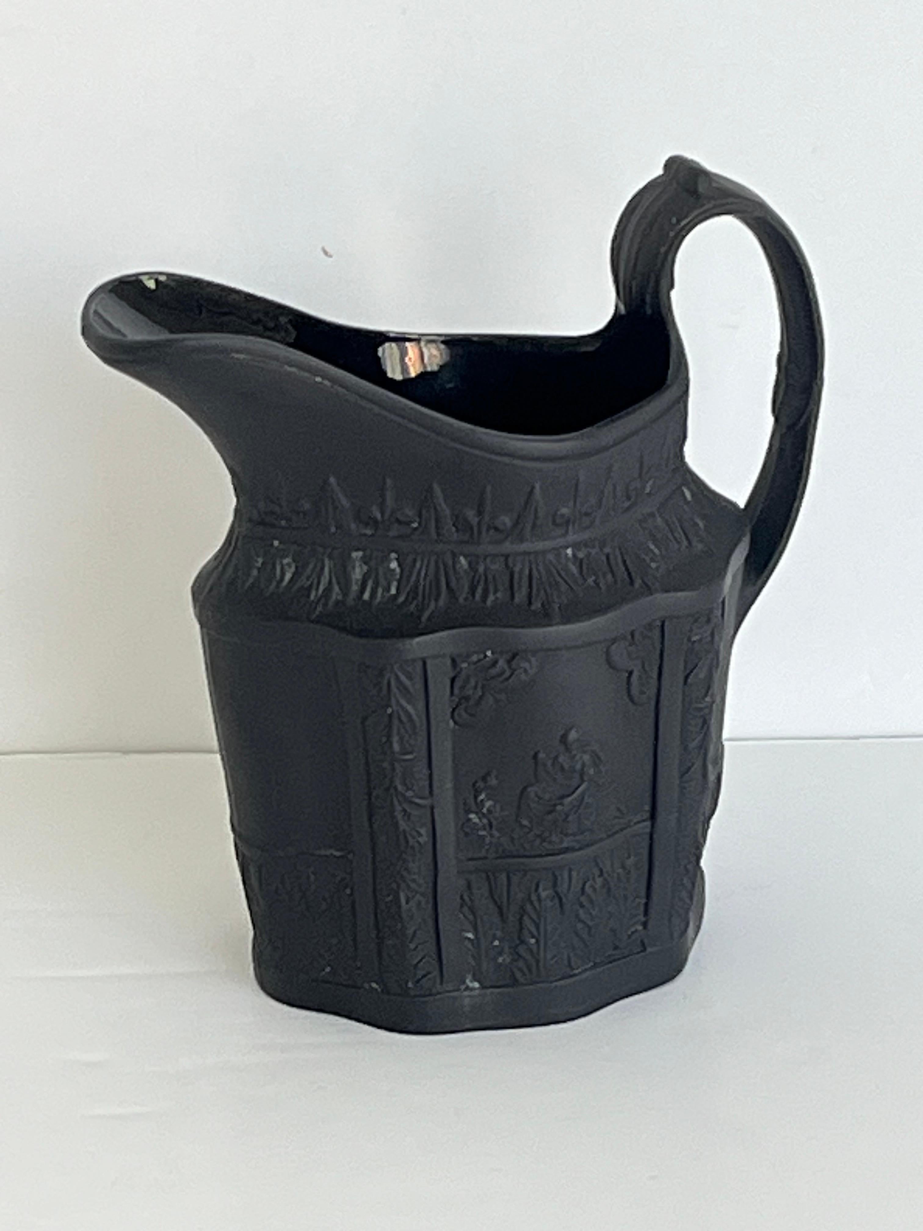 Georgianischer schwarzer Basaltkrug von Turner, Englisch um 1800 im Zustand „Gut“ im Angebot in Lincoln, Lincolnshire