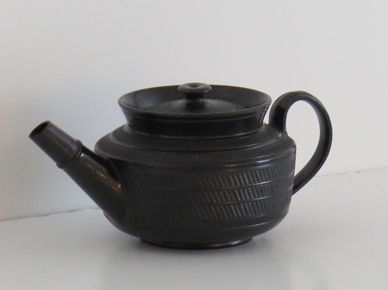 Georgian Black Basalt Teapot and Cover Engine Turned Decoration ...