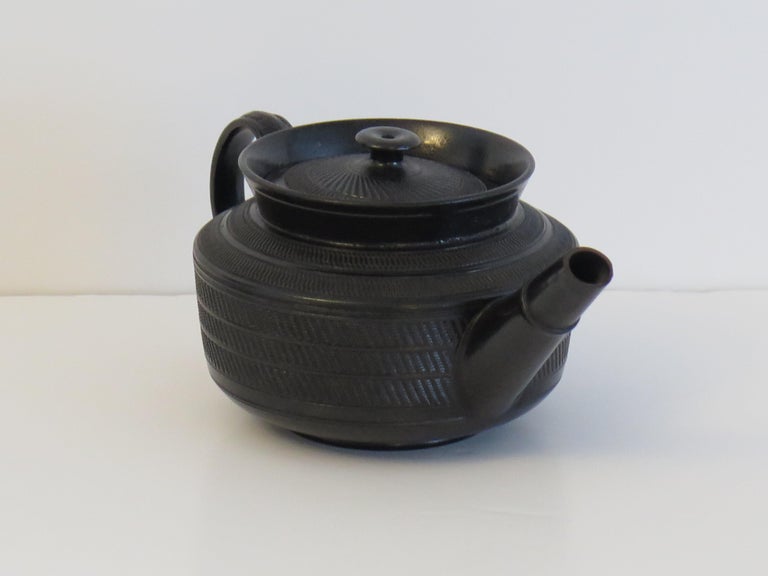Georgian Black Basalt Teapot and Cover Engine Turned Decoration ...