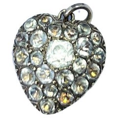 Georgian Black Dot Paste, Silver and Gold Heart Pendant