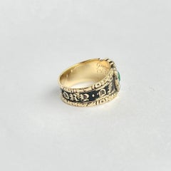 Georgian Black Enamel and Pearl 18 Carat Gold Mourning Ring