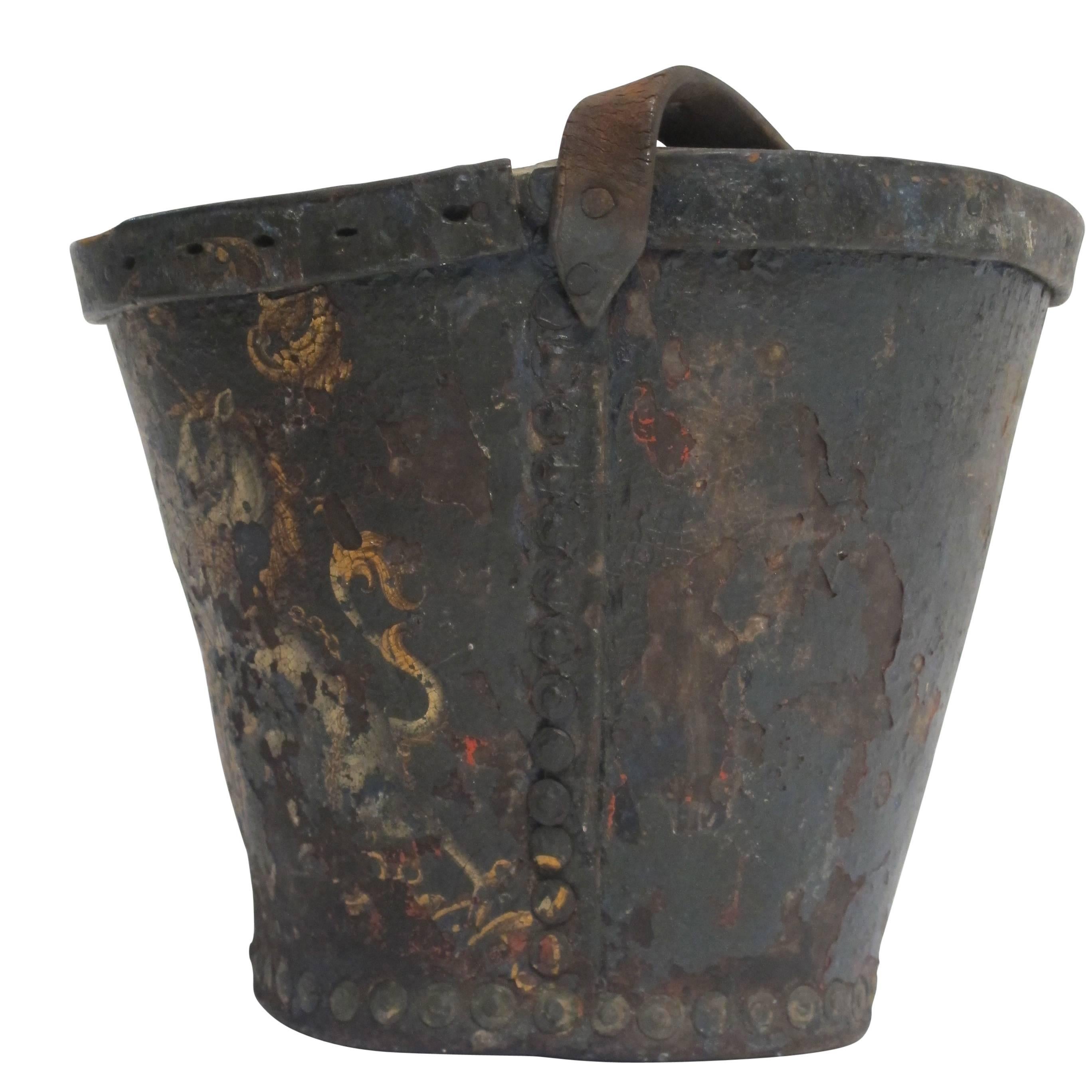 Georgian Black Leather Fire Bucket, English, 19th Century 1