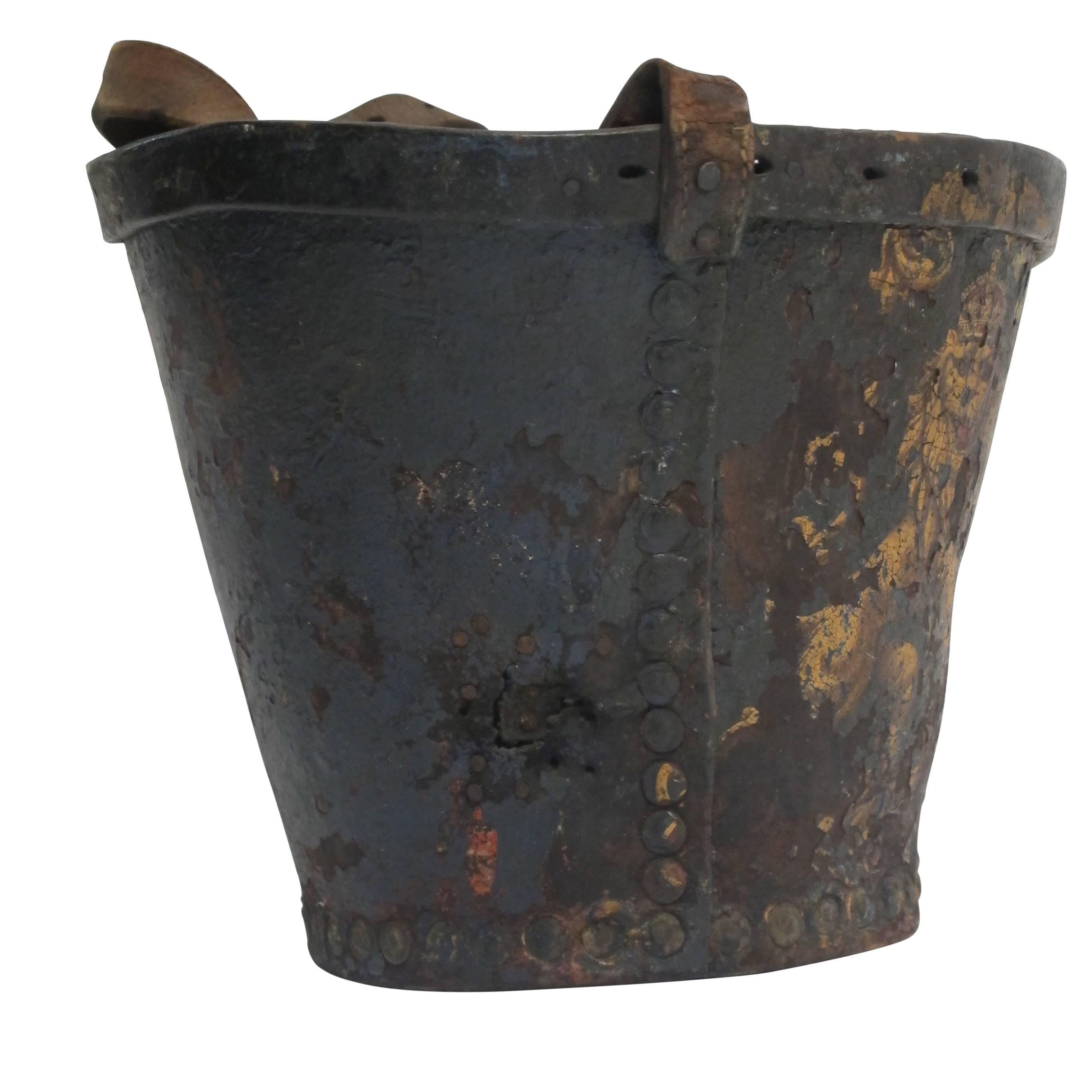 Georgian Black Leather Fire Bucket, English, 19th Century 2