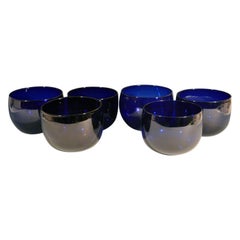 Bols à doigts en verre bleu géorgien - ensemble de six
