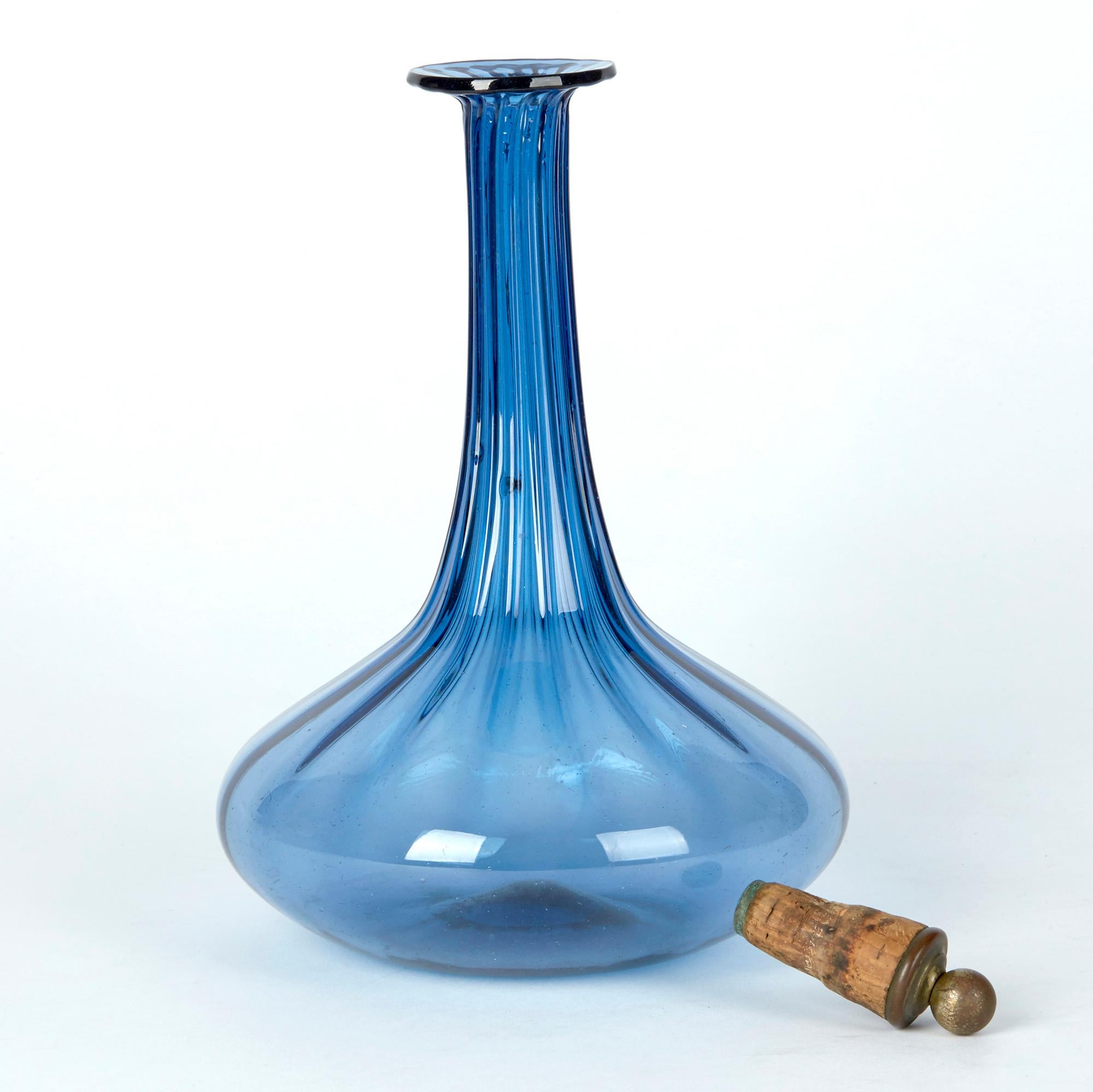 antique blue glass decanter