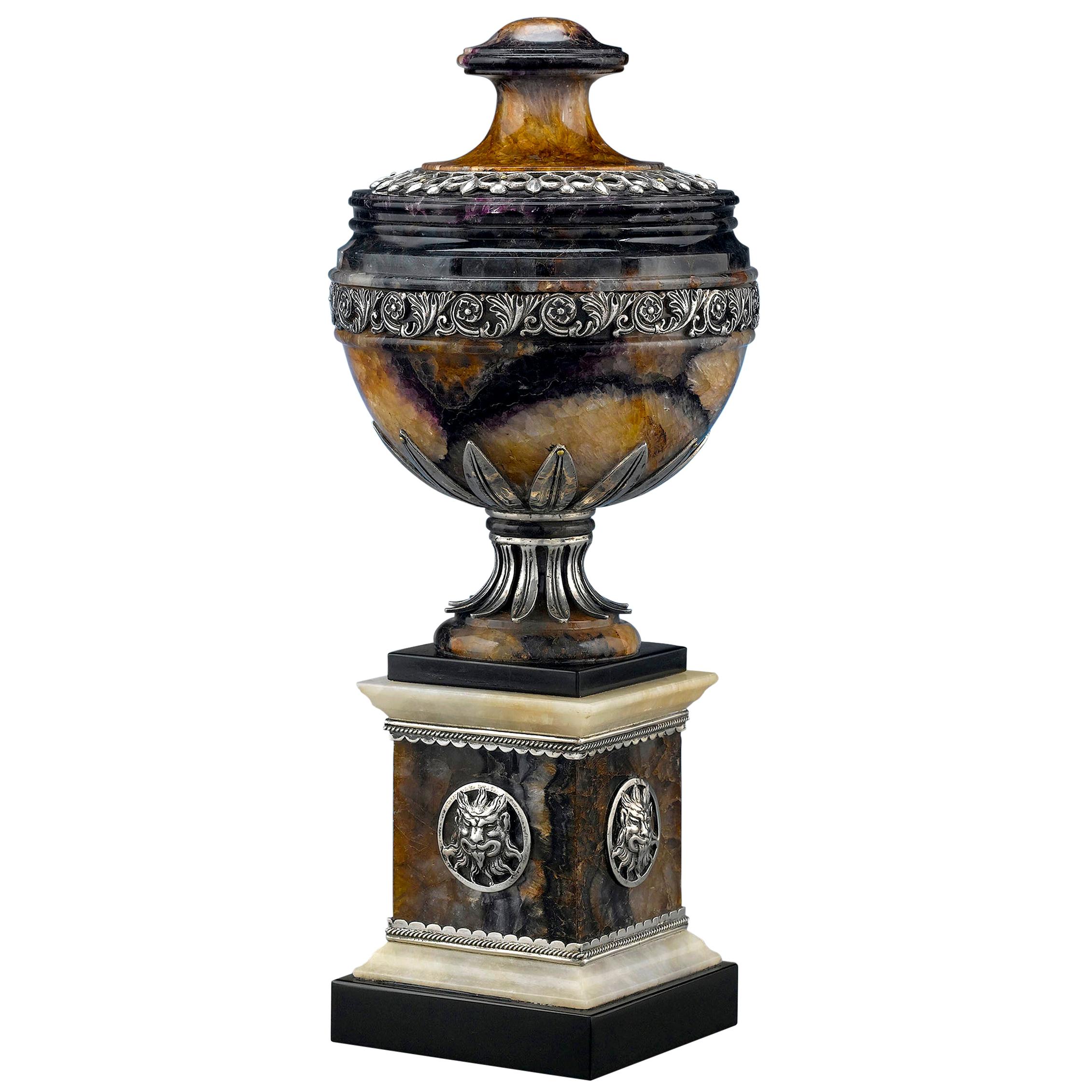 Georgian Blue John and Silver Urn