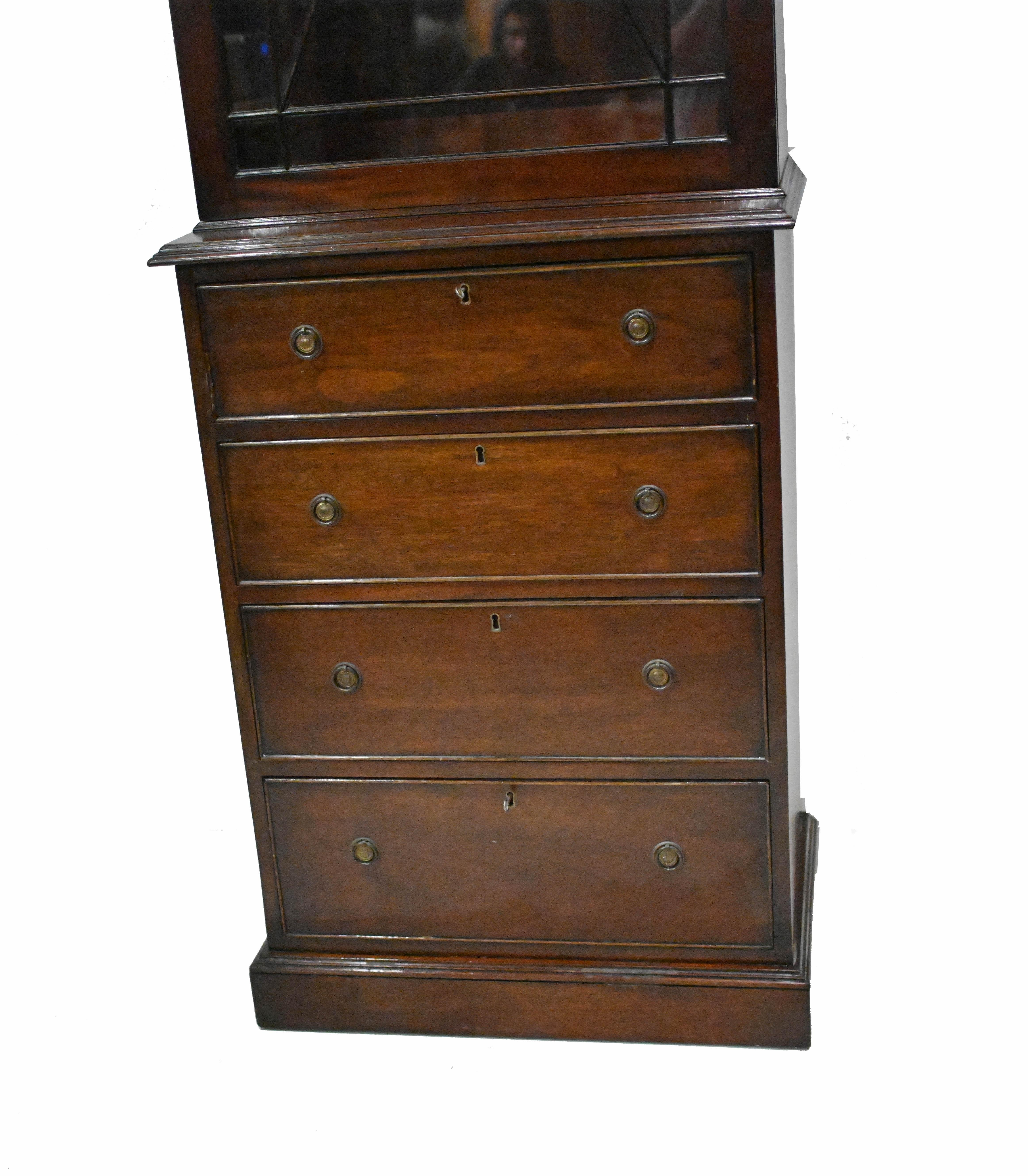 Period Georgian bookcase with single door
Also functions as a display cabinet with top half being glass fronted
Hand crafted from mahogany and a lovely period antique
Offered in great condition ready for home use right away
Will ship to anywhere in
