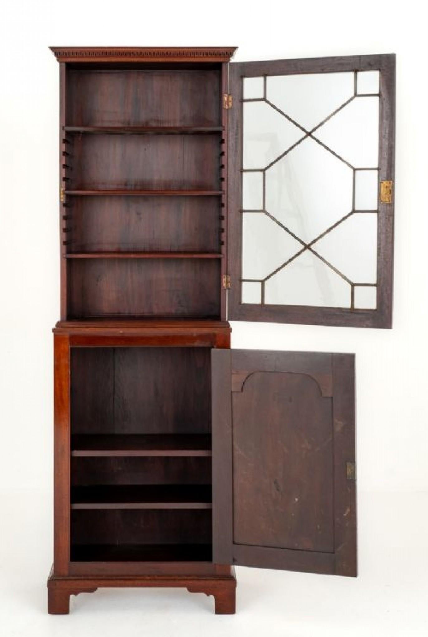 Georgian Bookcase Mahogany Glazed Cabinet For Sale 1