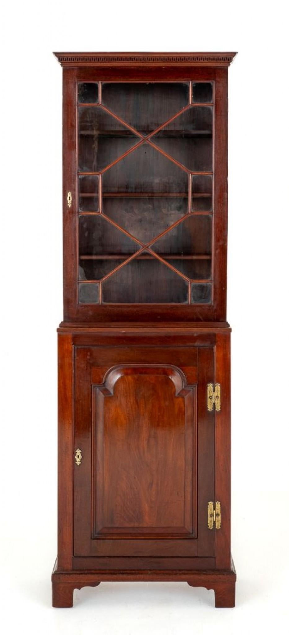 Georgian Bookcase Mahogany Glazed Cabinet For Sale 2