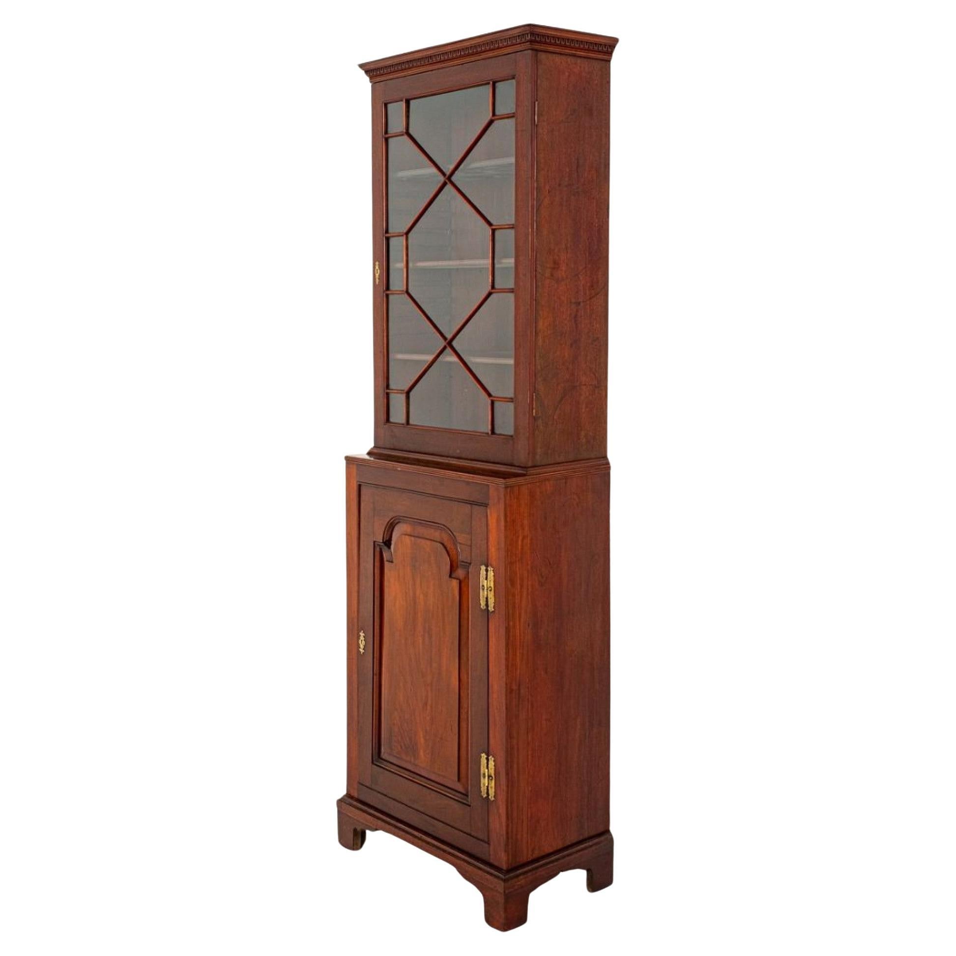 Georgian Bookcase Mahogany Glazed Cabinet For Sale