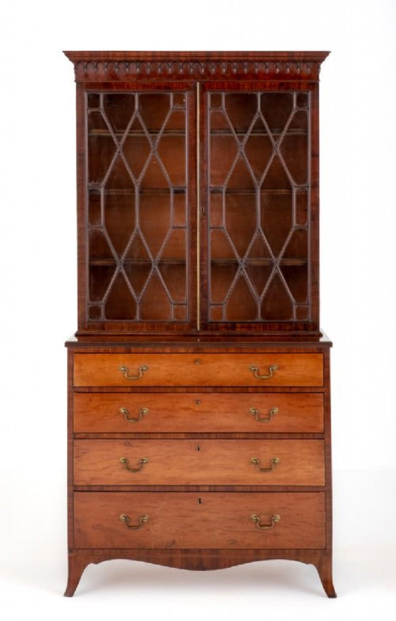 Georgian Bookcase Mahogany Library Cabinet Period 6