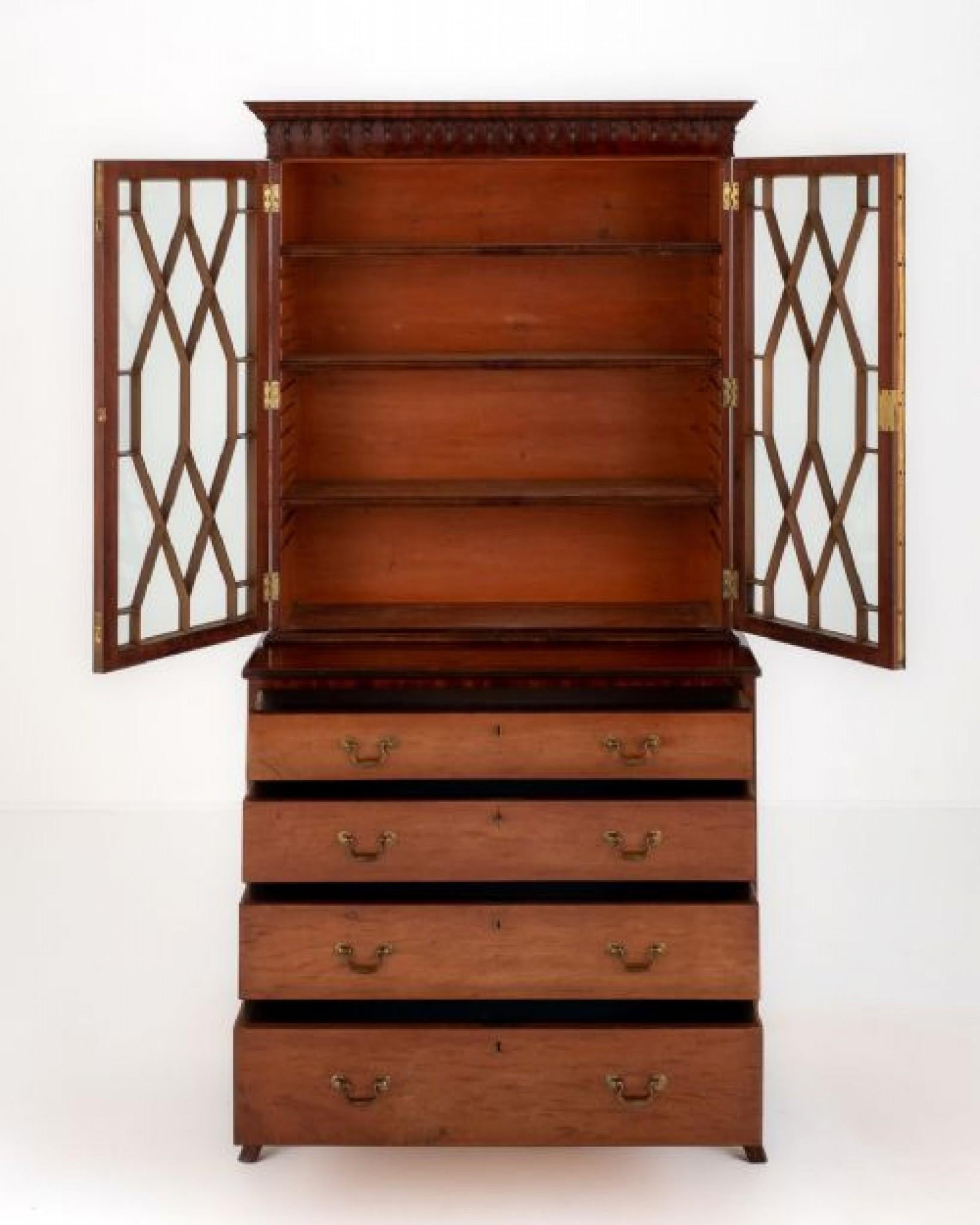 Late 20th Century Georgian Bookcase Mahogany Library Cabinet Period
