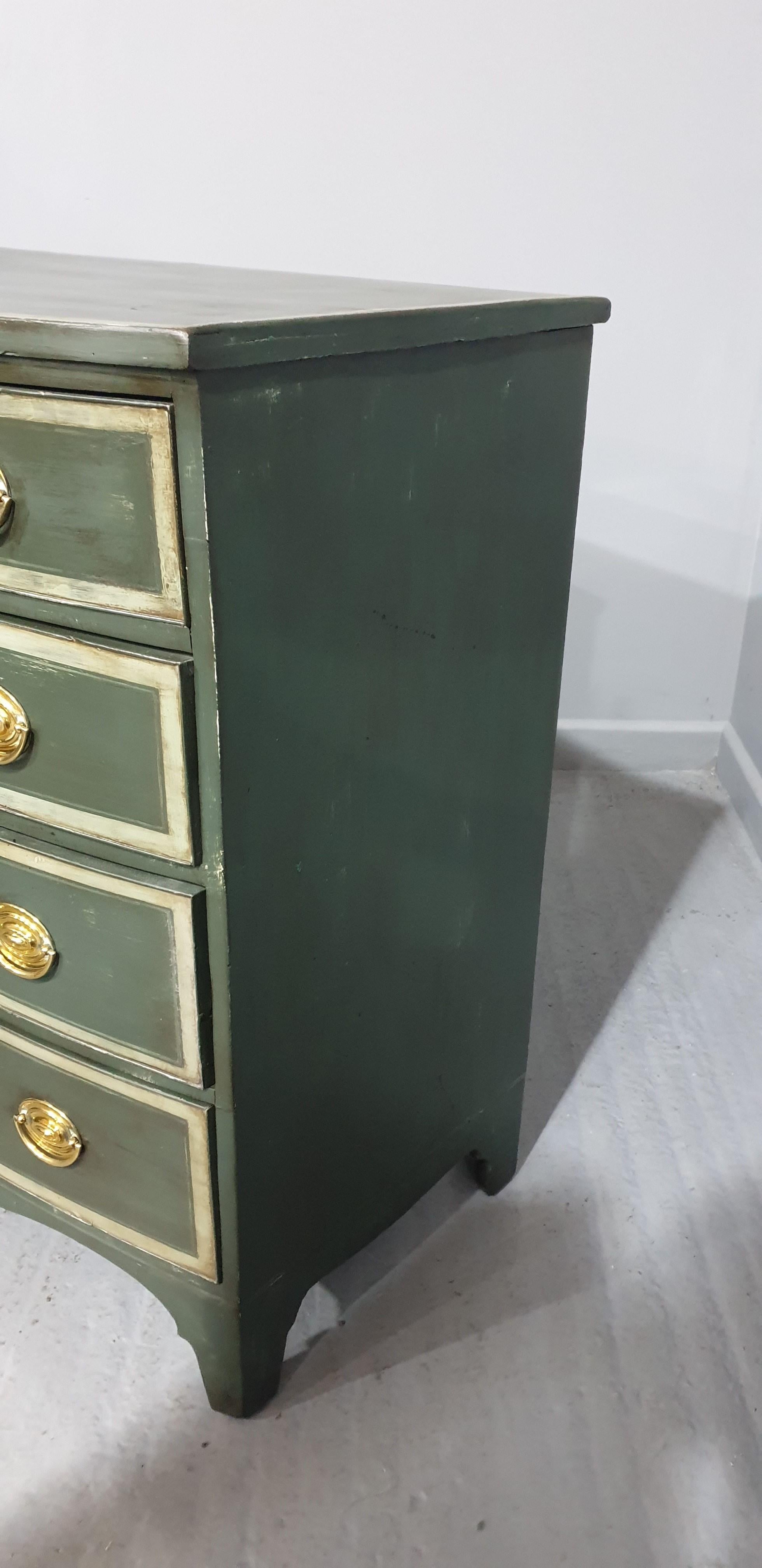 Georgian Bow Front Painted Chest of Drawers For Sale 3