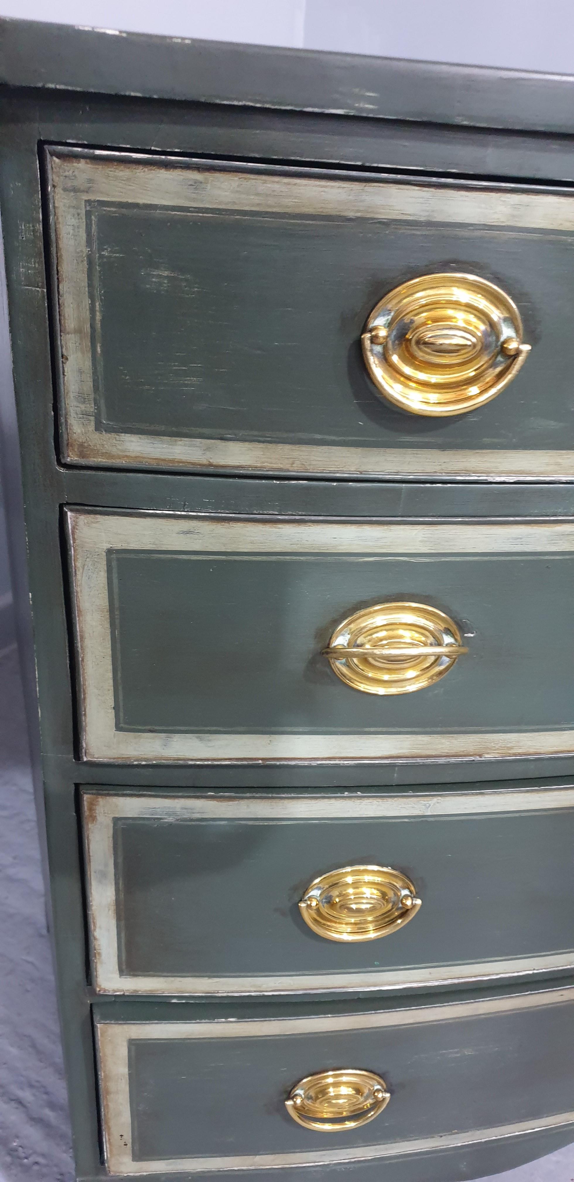 Georgian Bow Front Painted Chest of Drawers For Sale 1