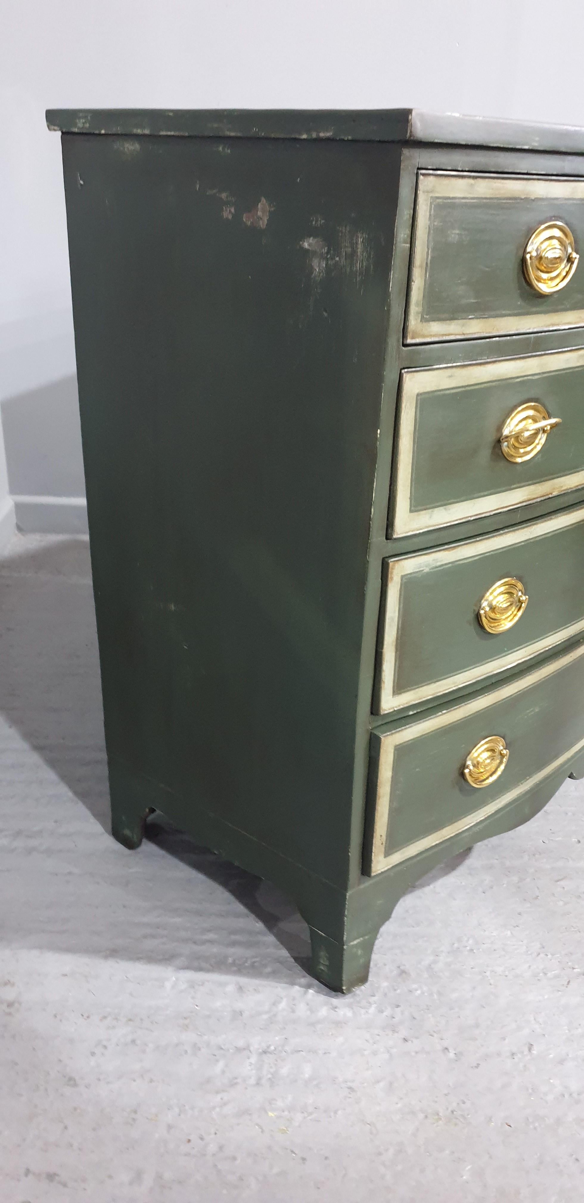 Georgian Bow Front Painted Chest of Drawers For Sale 2