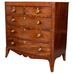 Georgian Bowfront Chest of Drawers Carved Inlaid Mahogany