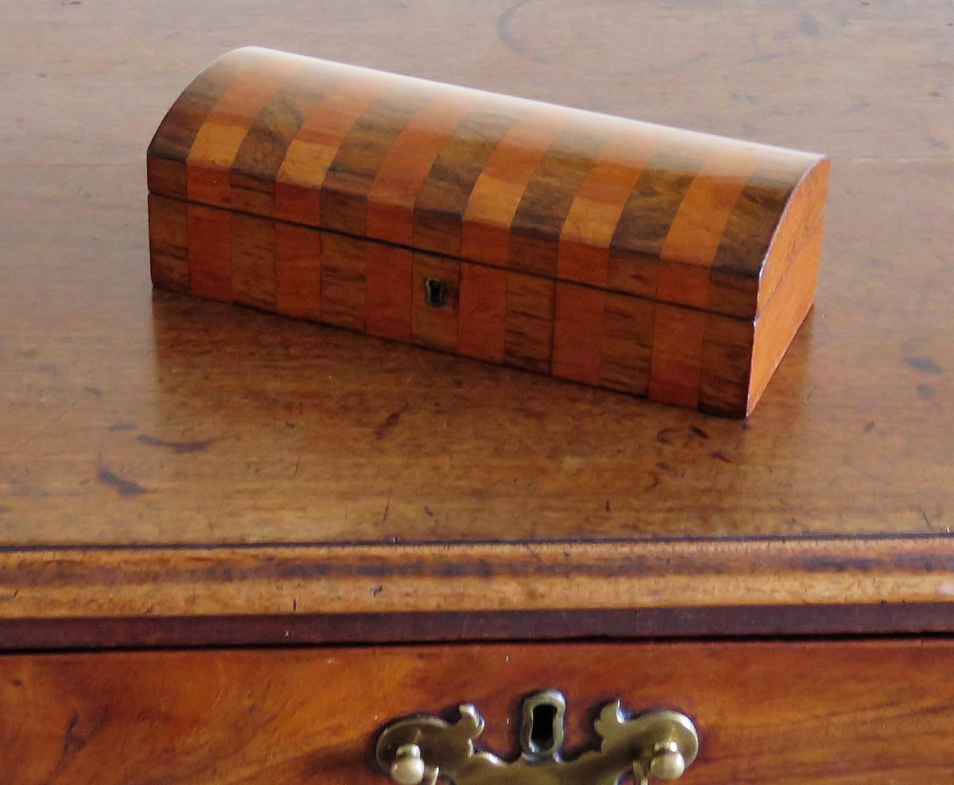 Georgian Box with Domed Lid Cross Banded hardwood, circa 1810 10