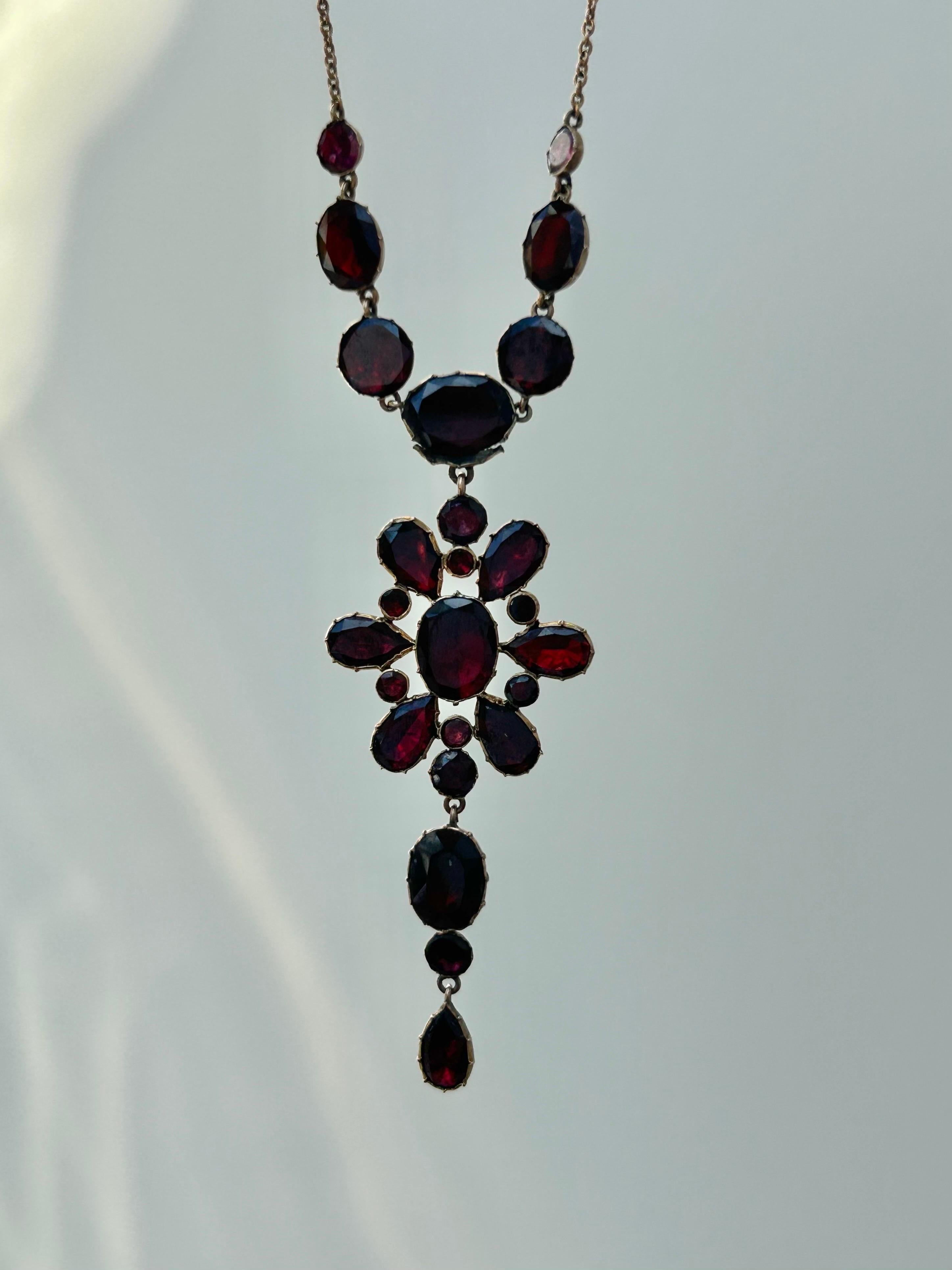 garnet necklace and earring set