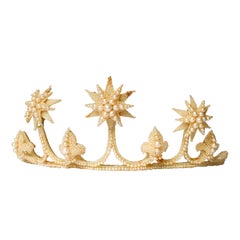 Tiara a stella con perle intrecciate in scatola georgiana, CIRCA 1780
