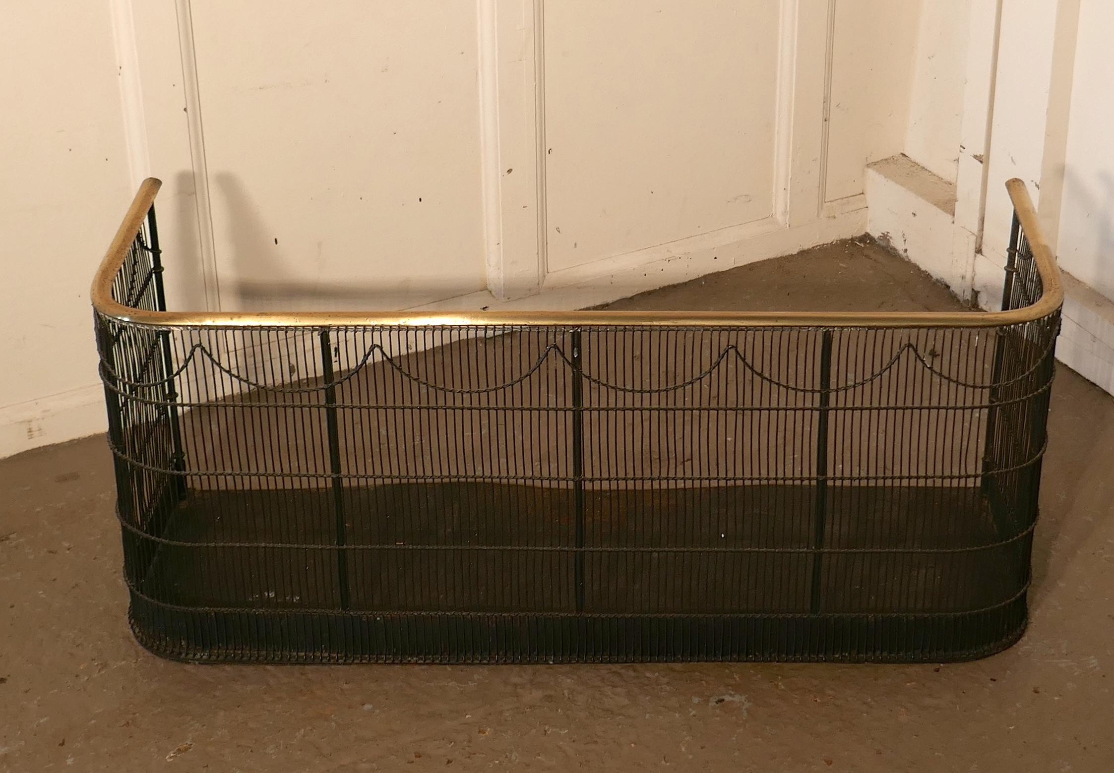 19th Century Georgian Brass and Iron Club Fender or Nursery Fire Guard