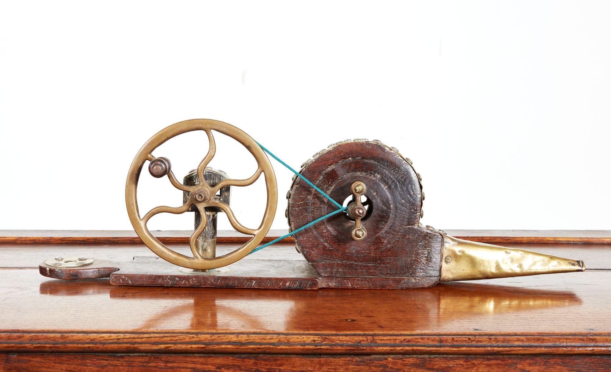 English Georgian Brass and Mahogany Mechanical Bellows For Sale