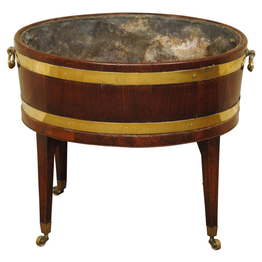 Attractive Mahogany 18th Century Brass Bound Wine Cooler For Sale at