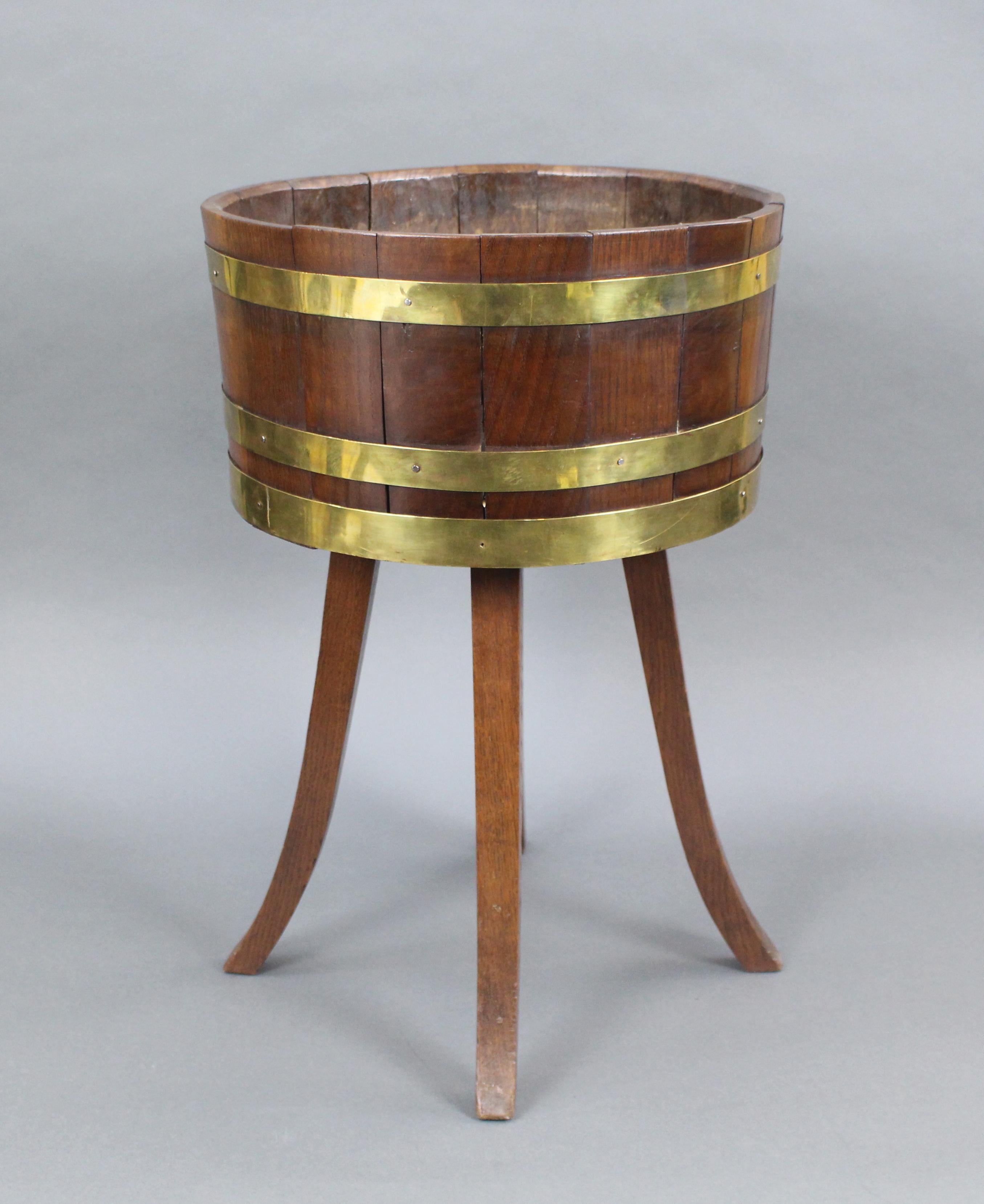 British Georgian Brass Bound Oak Cellaret For Sale