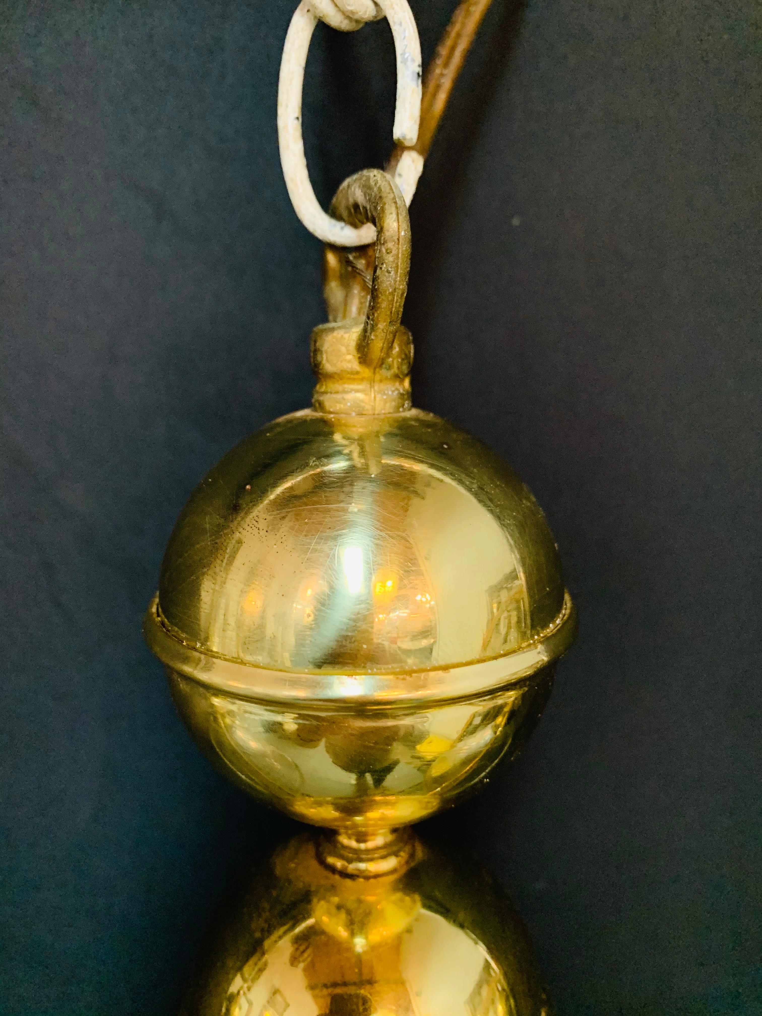 Georgian Brass Two Flared Glass Shades Pendant or Chandelier In Good Condition For Sale In Plainview, NY