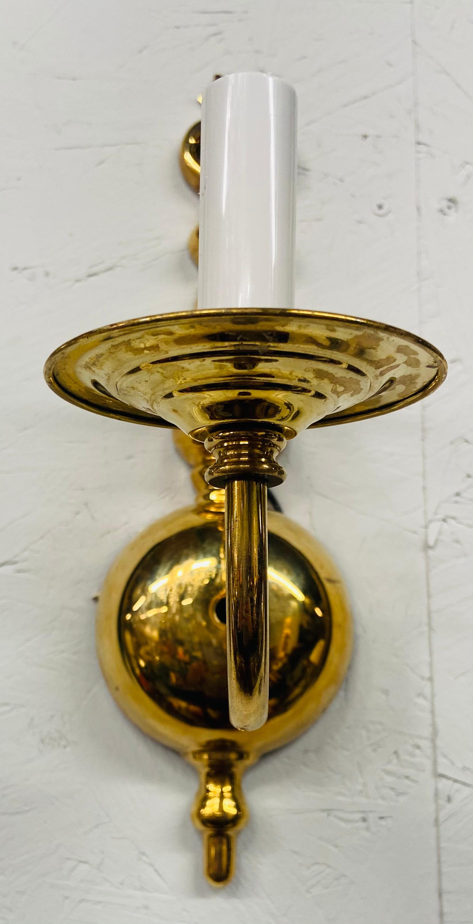 Late 20th Century Georgian Brass Wall Sconce, a Pair For Sale