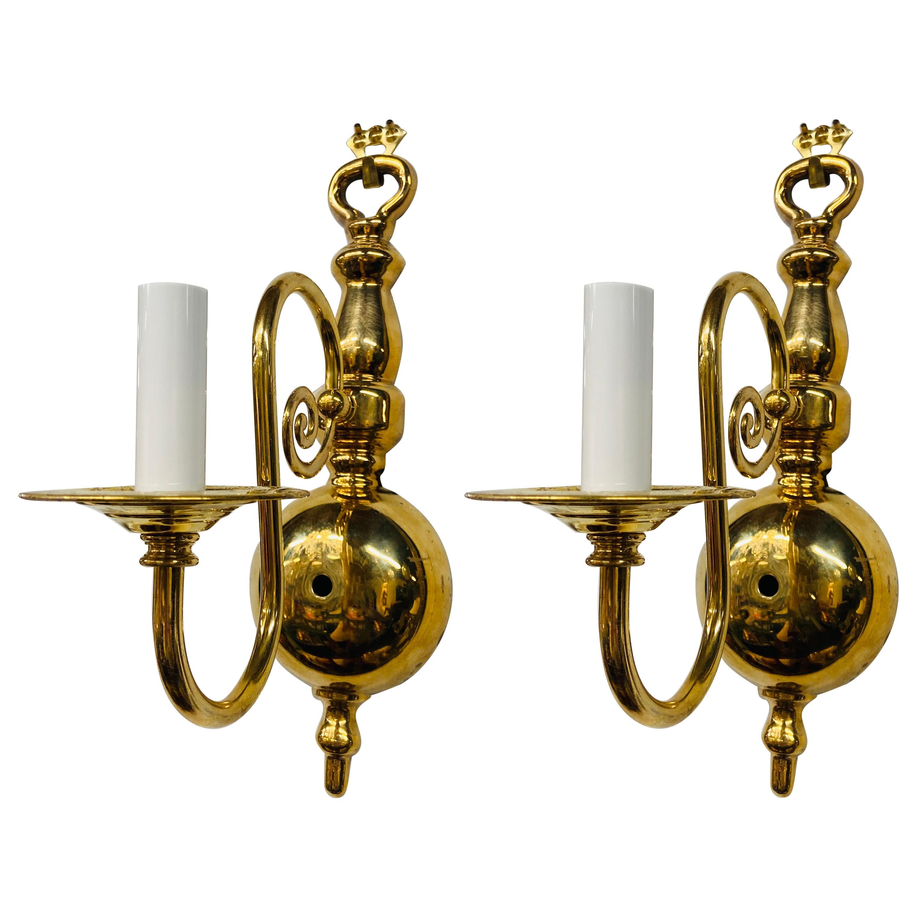 Georgian Brass Wall Sconce, a Pair For Sale