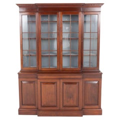 Georgian Breakfront Bookcase Mahogany Revival