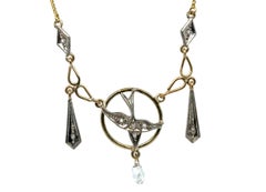 Georgian Briolette Diamond Pendant Necklace Mined Rose Cut .60ct 14K 1800's